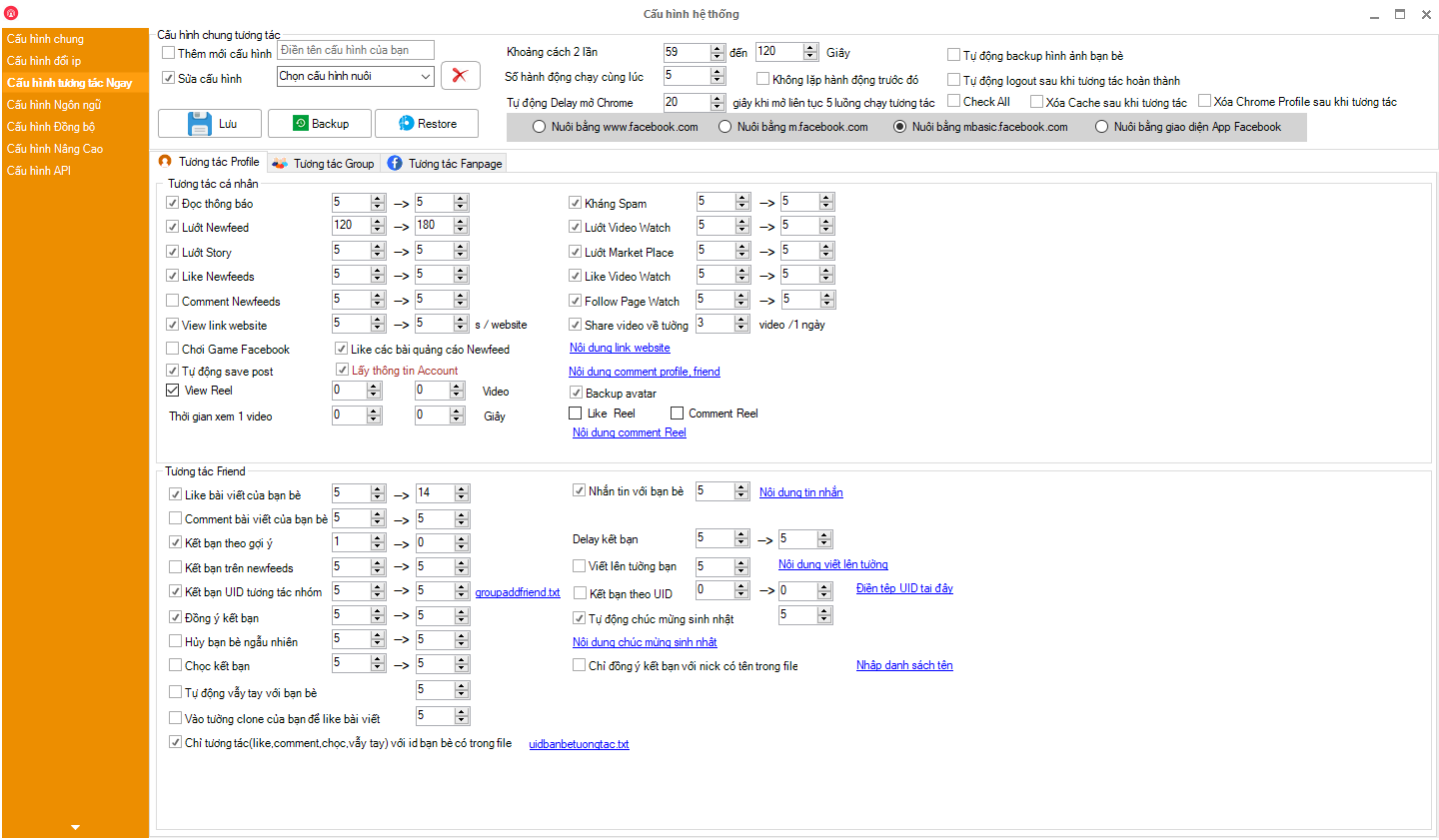 tinh nang phan mem cham soc tai khoan facebook