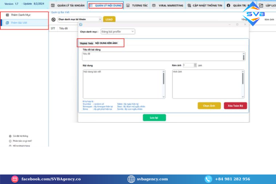 Phần Mềm Quản Lý Fanpage Facebook Tự Động Hàng Loạt – SVB Fanpage (5)