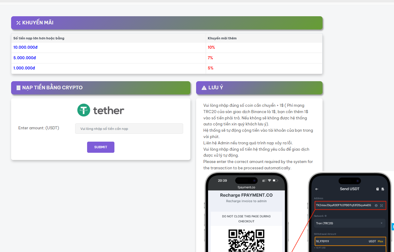 nap tien bang crypto