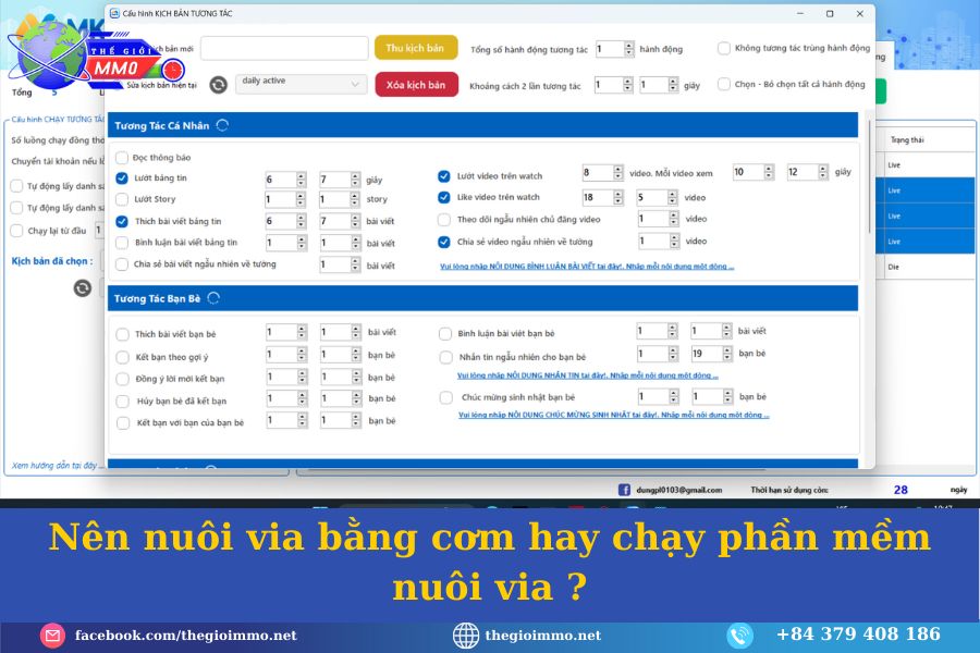 Nuôi via facebook là gì? 2 Nen nuoi via bang com hay chay phan mem nuoi via